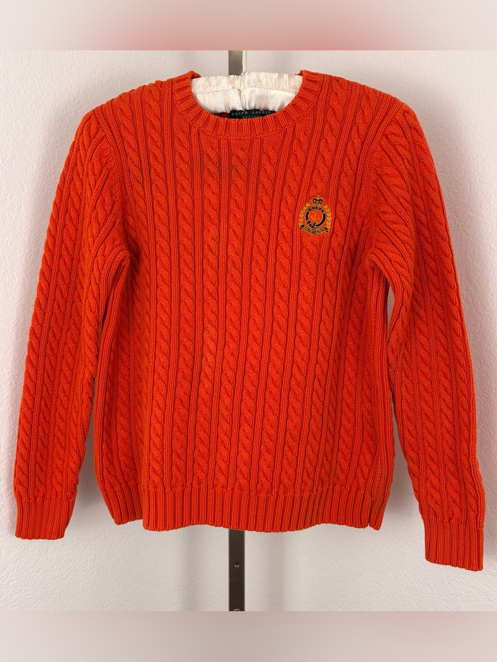 Lauren Ralph Lauren Vintage Orange Cable Knit Sweater - Picture 1 of 6